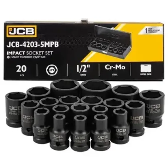 JCB rövid dugókulcs készlet 1/2" 20 részes 8-32mm